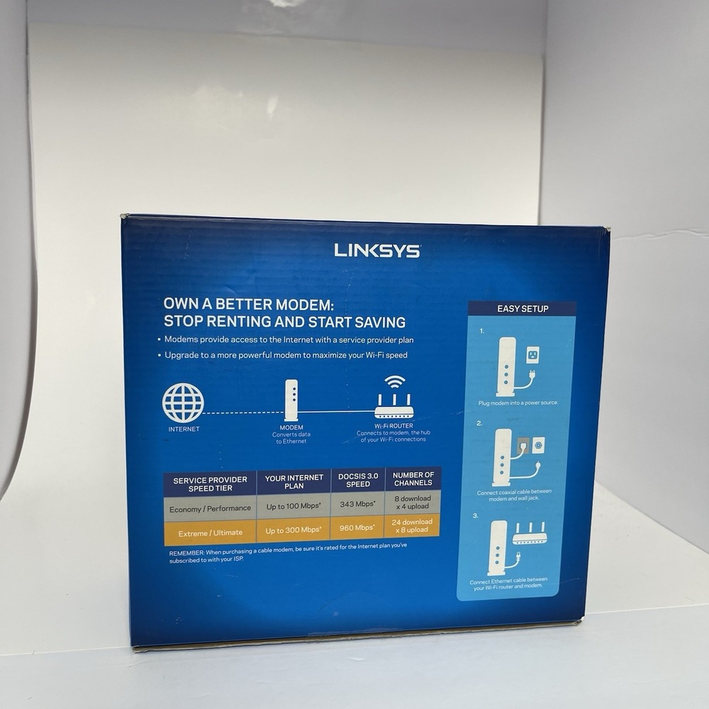 LINKSIS 24X8 DOCSIS 3.0 Model #CM3024. Cable Modem Open Box - Picture 3 of 7